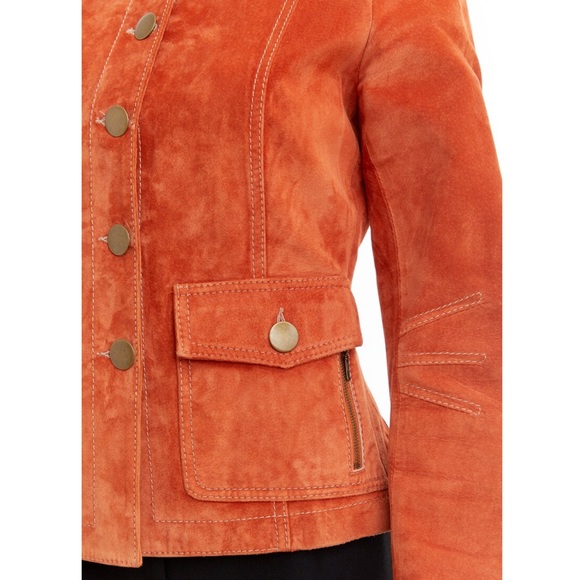 Danier orange suede leather jacket / XS - Picture 7 of 8